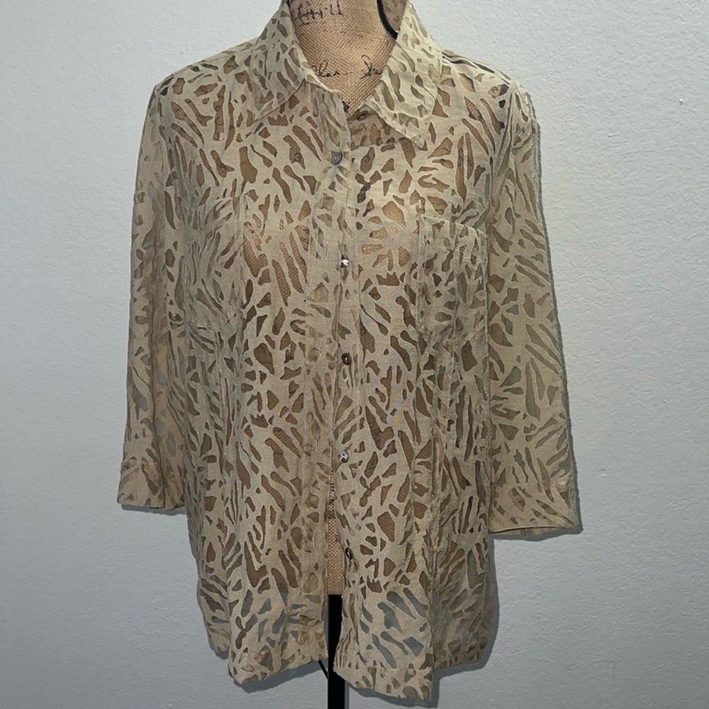 White Stag Tan Printed Button up Blouse